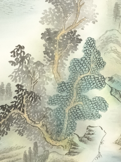 南海 山水図 絹本 肉筆 掛軸 南画家 中国画 828 南海 山水図 絹本 肉筆 掛軸 南画家 中国画 828